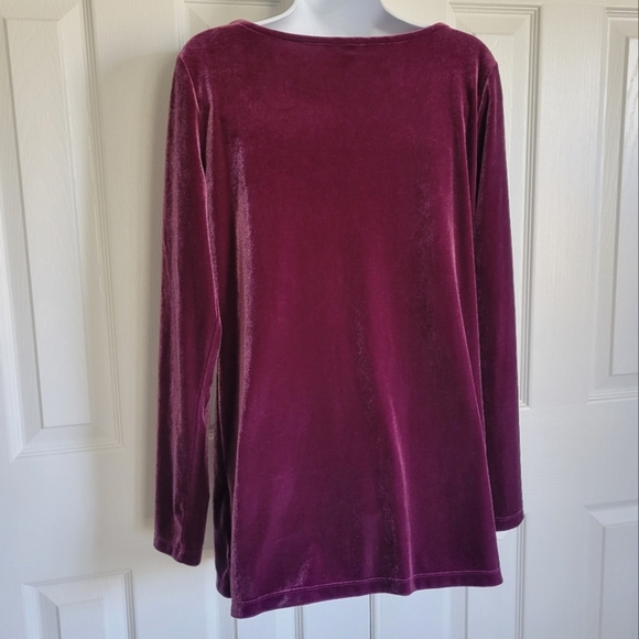 Land's End purple velvet long sleeve drape neck top women's small size 6 - 8 - Picture 12 of 16